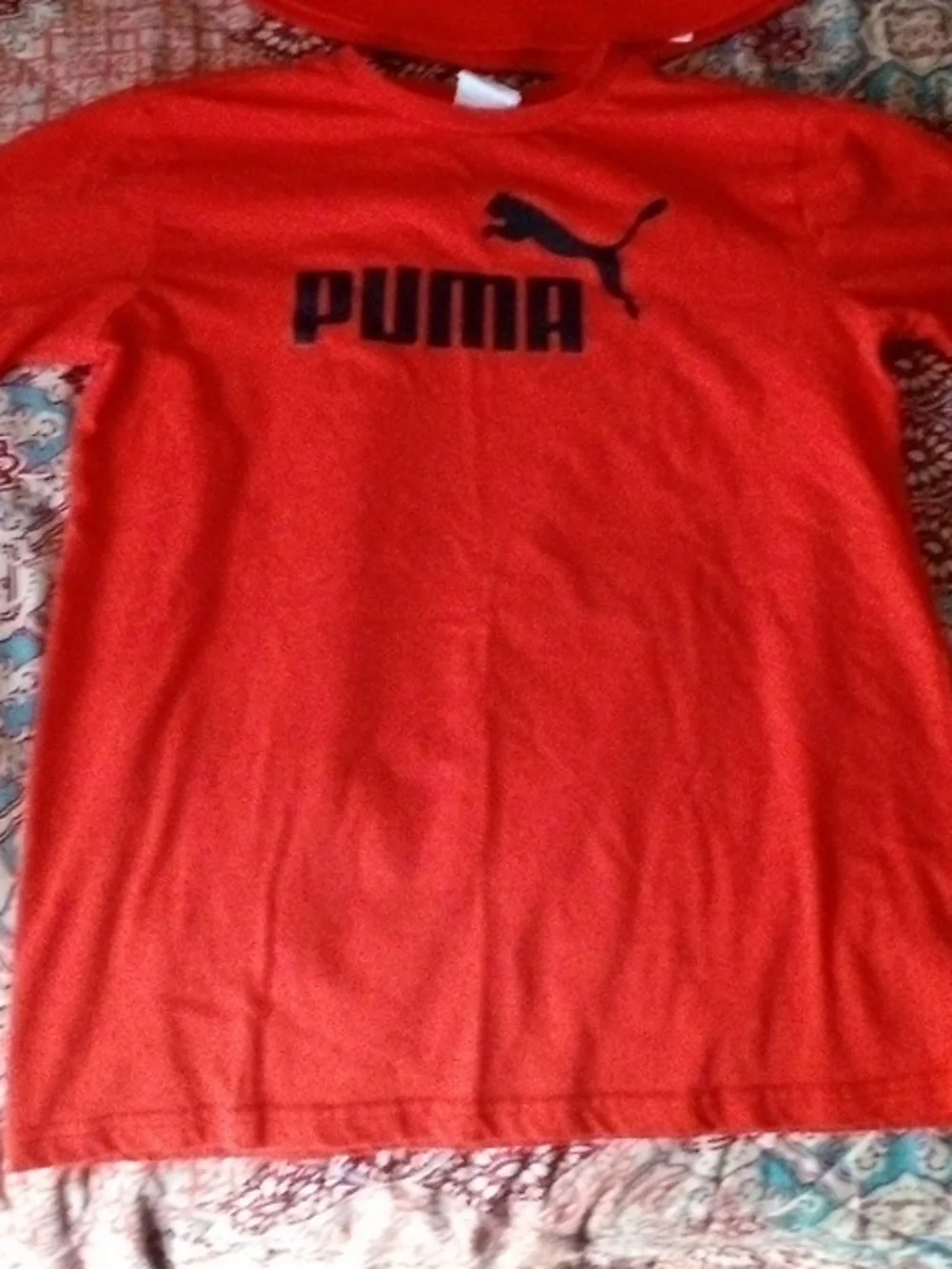 Puma Red and Black Athletic Tee with Matching Shorts And Hat - Picture 2 of 6